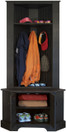 Home Decor and Storage | Corner Bench with Storage | In Old Black with Beadboard doors and coordinating #54 Corner Locker (sold separately)