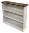 Small Bookshelf Shown in Old Ivory with Walnut Top | 3 shelf Bookcase | Small Solid Wood Bookshelf