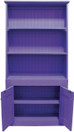 Cantback hutch in Solid Purple with beadboard doors (with braces for splitting into 3 parts for shipping.)