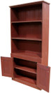 Straight hutch shown in Old Burgundy with beadboard doors (with braces for splitting into 3 parts for shipping)