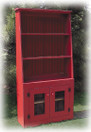 Cantback hutch in Old Red with screen doors