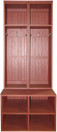 Two Short Lockers shown on top of one #7056 Double Deep Locker Bench in Old Burgundy