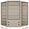 3 ft. Display Hutch with shelves and storage behind doors | Shown in Putty with two #107ch Corner Units