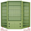 3 ft. Display Hutch with shelves and storage behind doors | Shown in Celery with two #107ch Corner Units