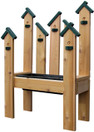 Shown with green roofs and planter inset seat