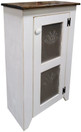Pine Cabinet with Punched Tin Panels | Sawdust City Punched Tin Cupboard | Show in Old Cottage White with Walnut Top