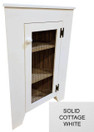 Solid Cottage White Corner Cabinet with Screen Door