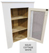 Solid Cottage White Corner Cabinet with Screen Door