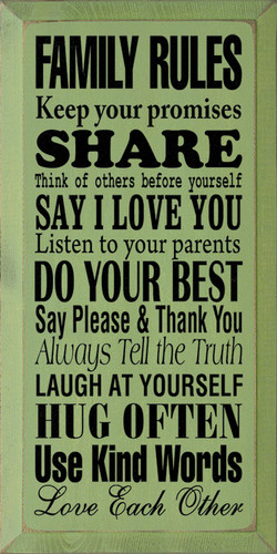 Family Rules: Keep your promises. Share. Think of othersÂ… | Wood Signs ...