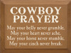 Cowboy Prayer: May your belly never grumble, may your heart never ache, may your horse never stumble, may your cinch never break.