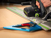 The GRS-16 is designed to not interfere with your track saw, even when fully plunged.