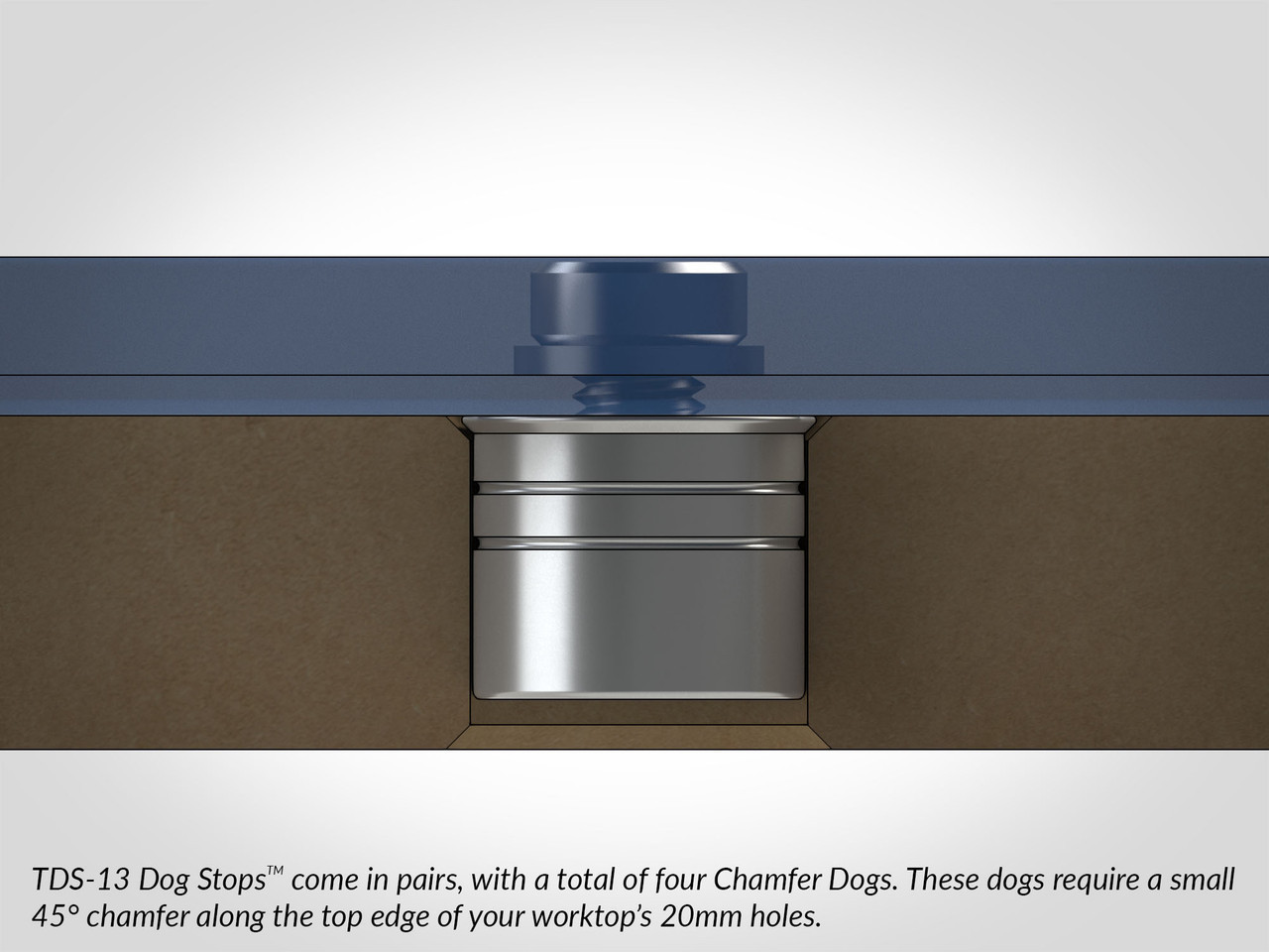TDS13 Low Profile Dog Stop for 20mm Worktops TSO Products