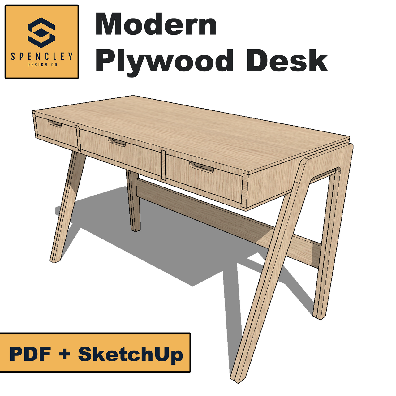 Modern Plywood Computer Desk Plans Made by Spencley Design Co.
