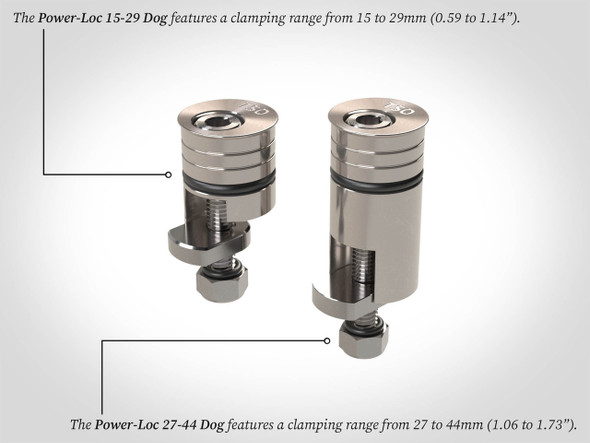 Power-Loc Bench Dogs are a great solution for connecting and securing 20mm worktops, jigs, or TSO tools. Choose from two models of Power-Loc Dogs with different clamping ranges.