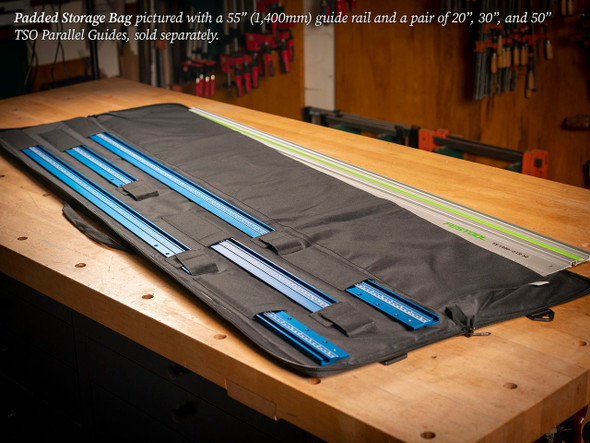 This custom storage bag fits six parallel guides and two guide rails!