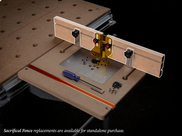 Replacement sacrificial fence for MFT Router Table Extension.