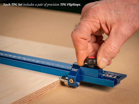Two included finely machined FlipStops make it easy to adjust your ripping width.