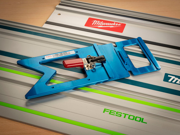 The fastest, easiest and most accurate way to square cuts with your FESTOOL, MILWAUKEE, MAKITA or POWERTEC track saw guide rail.