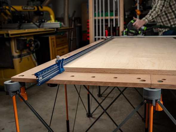 The perfect fence for a jumbo-sized track saw cutting station.