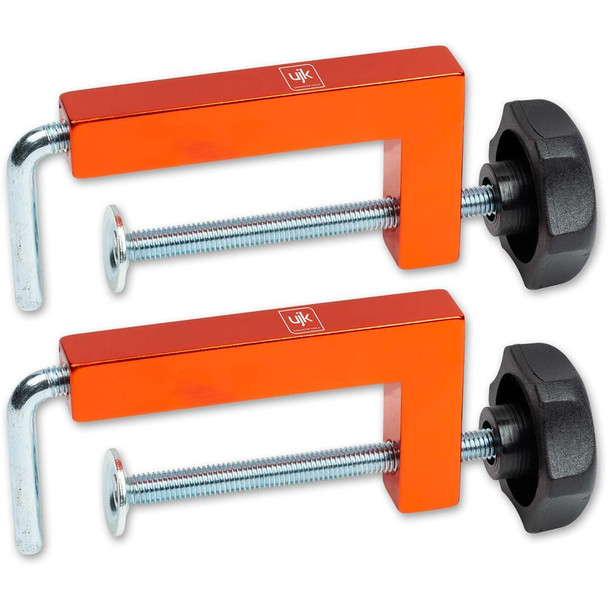 These universal fence clamps are sold in a pair.