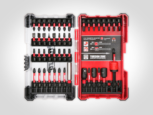 Comprehensive 47-piece impact driver bit set with accessories.