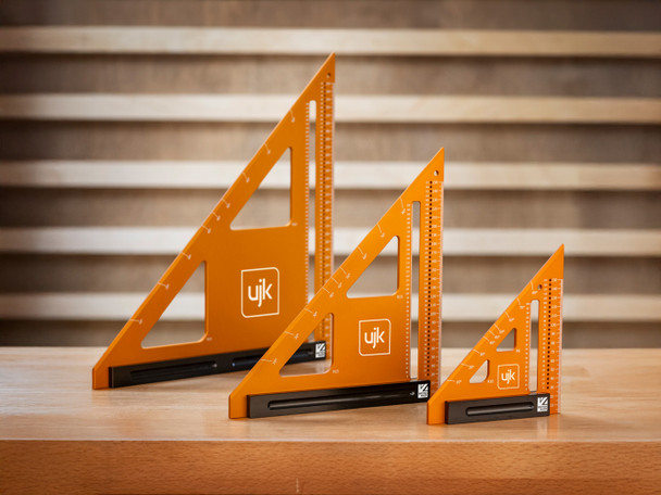 UJK Professional Woodworker's Marking Squares is a complete family of metric and imperial squares/triangles.