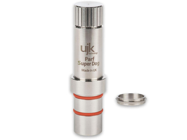 The Parf Super Dog shown with all 3 included standard and chamfered collars.