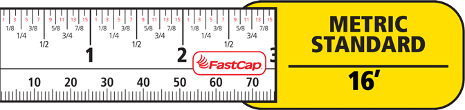 Depiction of Metric/Standard 16-Foot Tape Measure