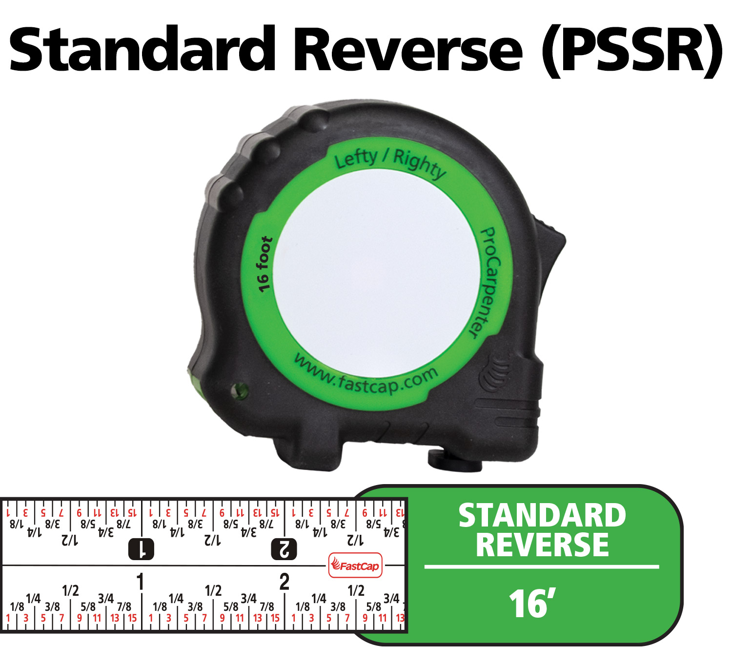 FastCap ProCarpenter Flatback Standard Reverse Lefty Righty 16' Tape Measure  PSSR-FLAT 16