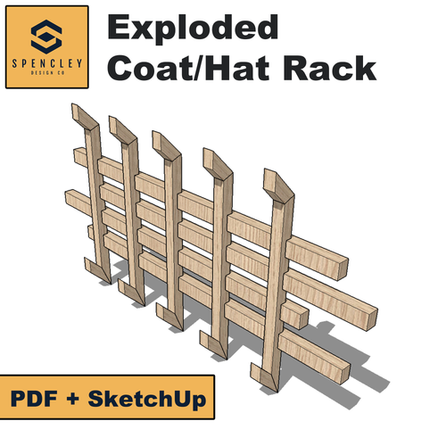 Exploded Coat Hat Rack - Plans | Made by Spencley Design Co.