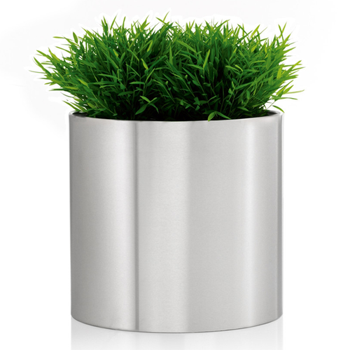 DISCONTINUED Stainless Steel Greens Round Planter