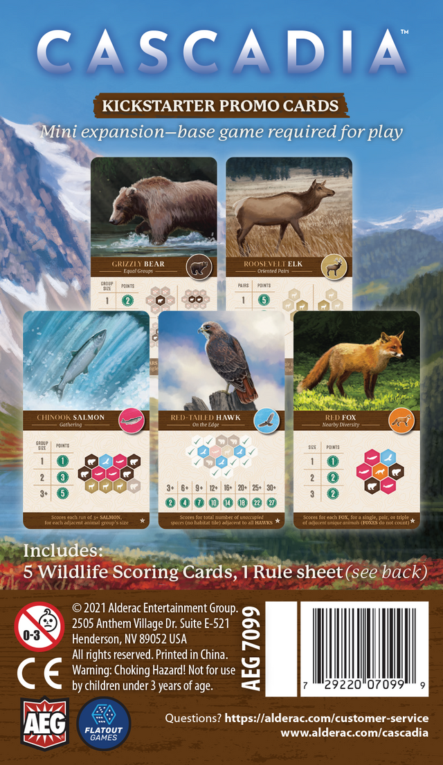 Cascadia Kickstarter Wildlife Scoring Cards Alderac Entertainment Group Online Store
