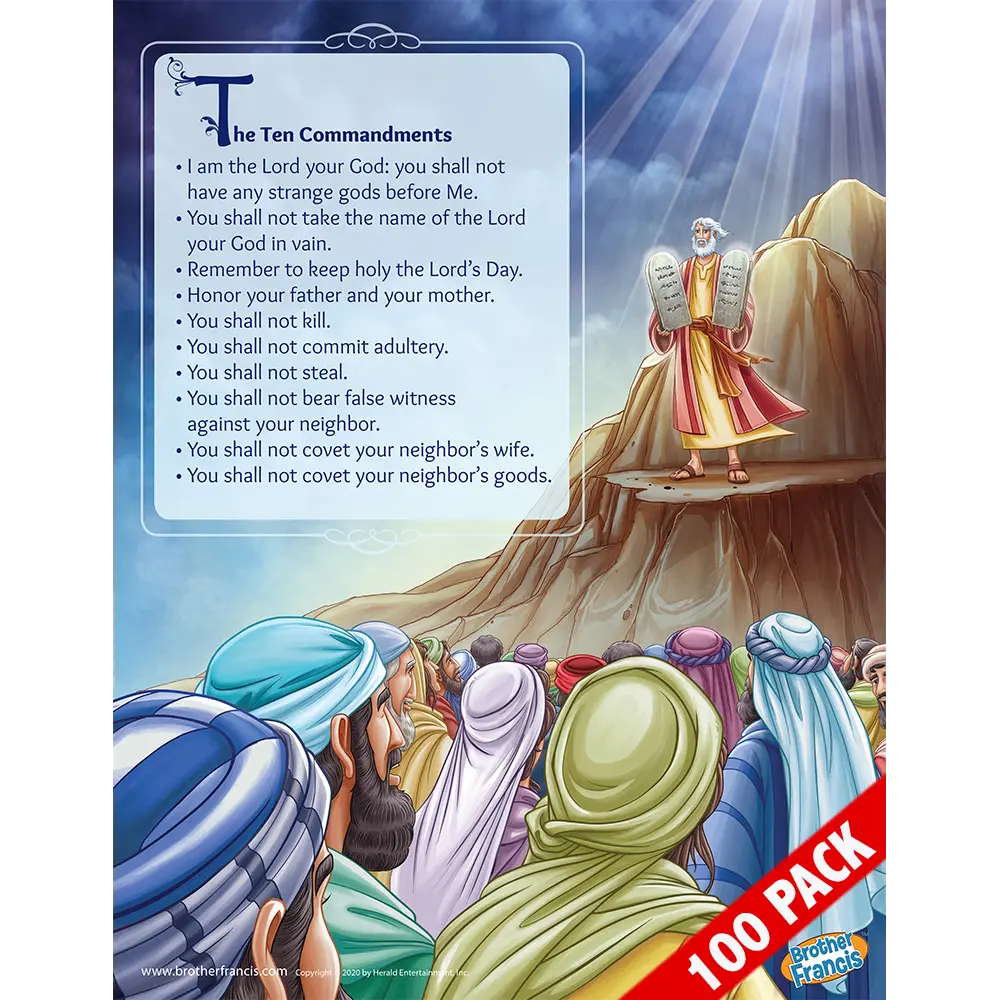 100 Pack of Brother Francis Mini Poster - The Ten Commandments