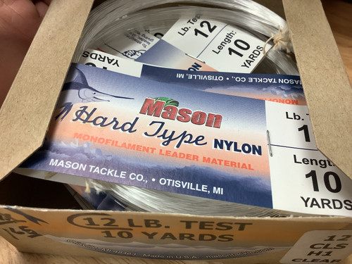 Mason Hard Type Nylon, Monofilament Leader Material, 10 lb. Test