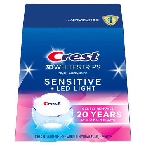 Crest 3DWhitestrips Sensitive + LED Light At-Home Teeth Whitening Kit