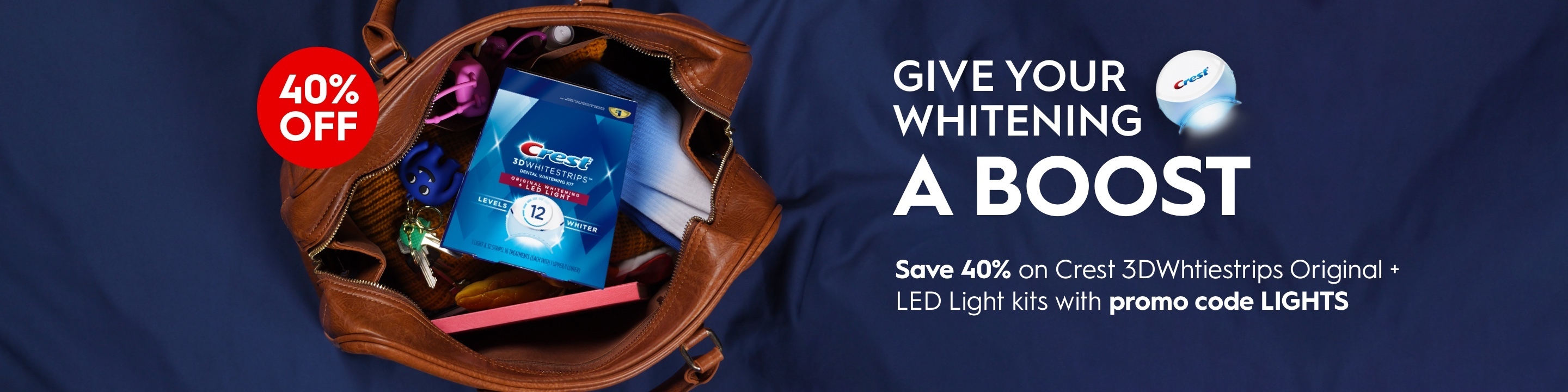 Save 40% Crest 3DWhitestrips Original + LED Light Kits