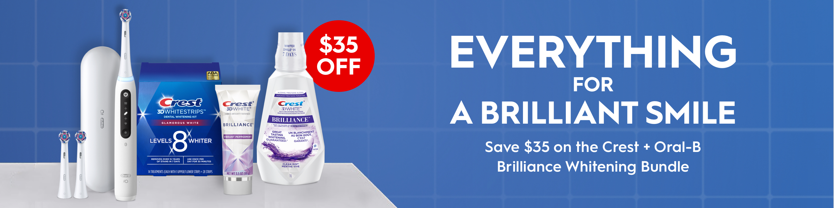 Save $35 on the Crest + Oral-B Brilliance Whitening Bundle