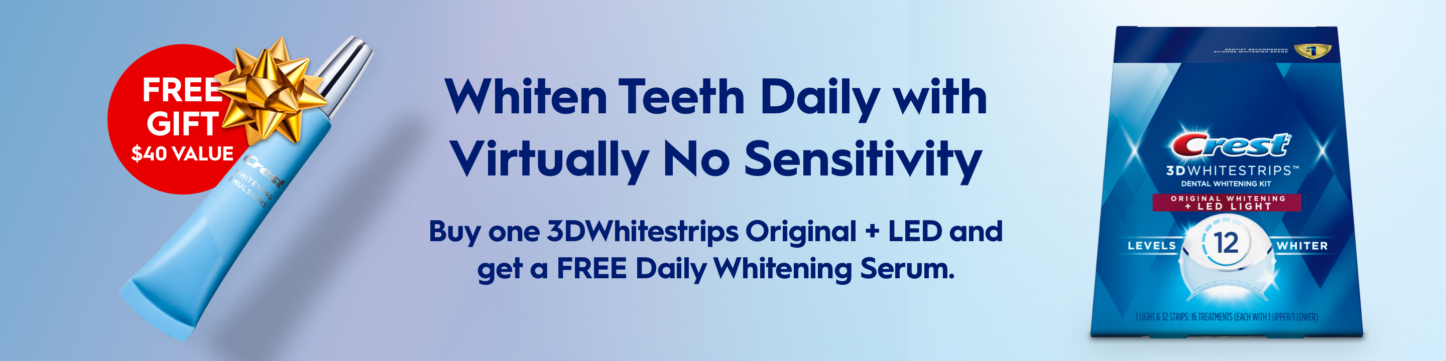 Crest 3D Whitestrips Brilliance Gentle Teeth Whitening Kit, 32