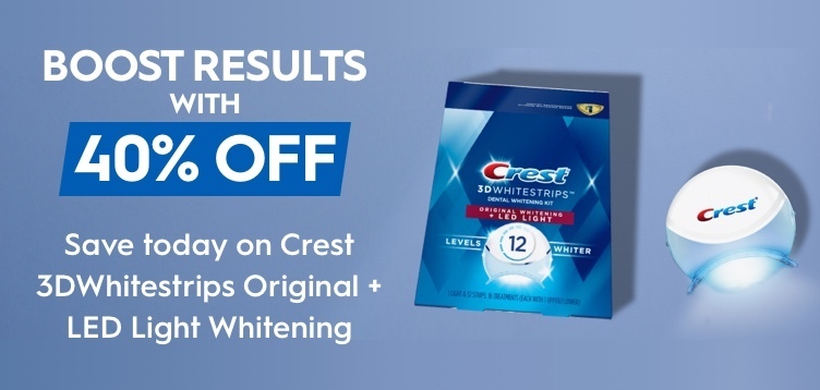 Save today on Crest 3DWhitestrips Original + LED Light Whitening