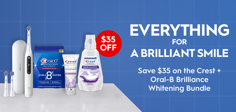 Save $35 on the Crest + Oral-B Brilliance Whitening Bundle