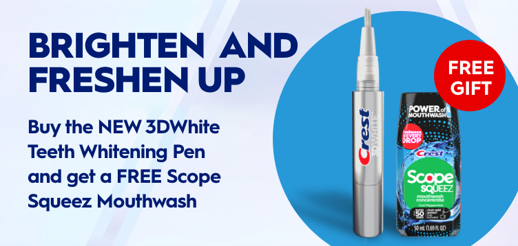 Buy the New 3DWhite Teeth Whitening Pen and get a FREE Scope Squeez Mouthwash