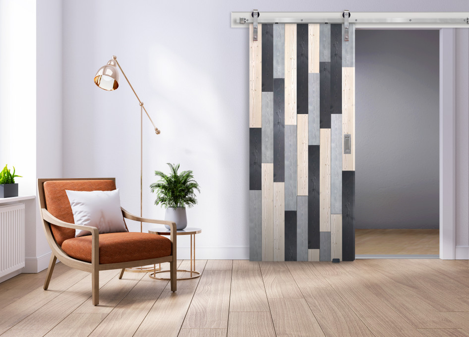 Door & Hardware Spotlight: White Rock Barn Door + Stainless Steel Gage Hardware Kit Door & Hardware Spotlight: White Rock Barn Door + Stainless Steel Gage Hardware Kit