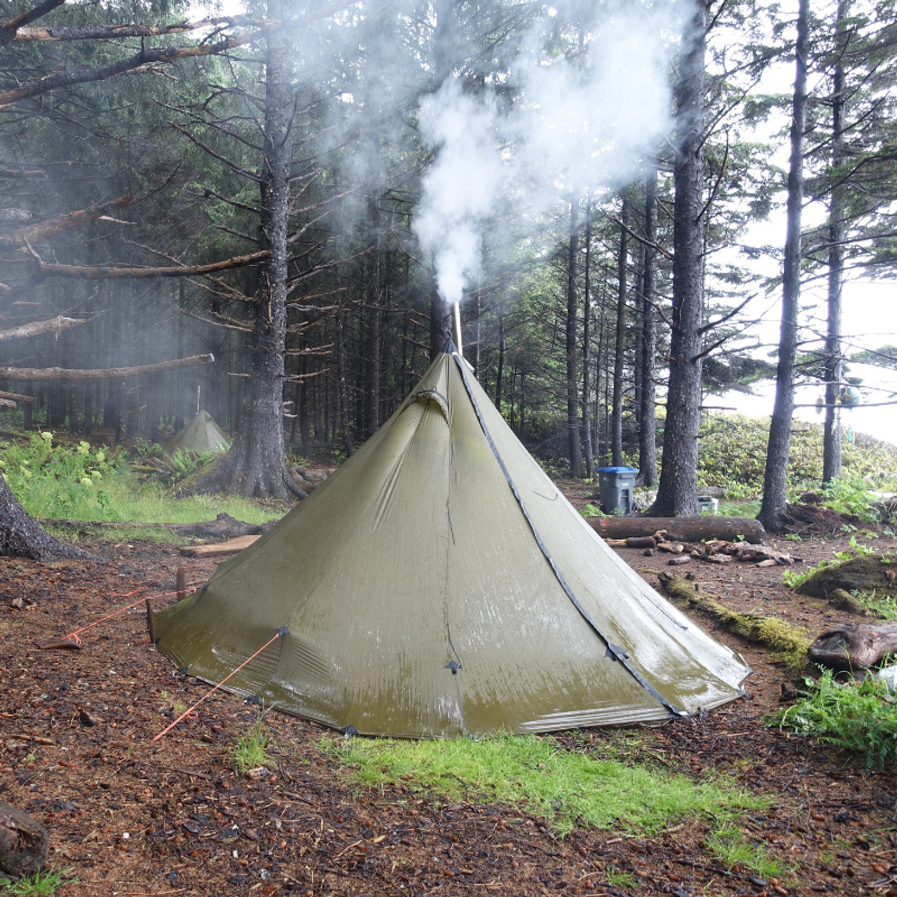 homemade tee pee with stove