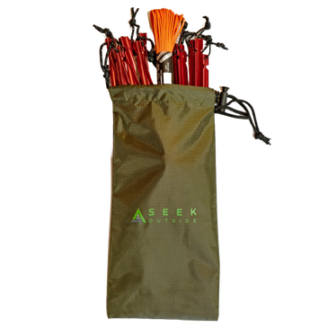 six MSR twisted stakes, reflective cordage, Stuff Sack