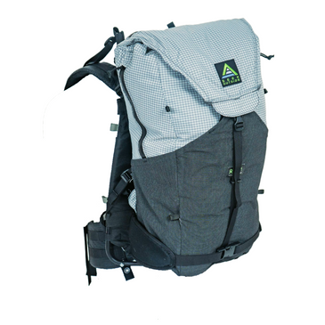 white silverton backpack attached to Revo suspension frame on a white background, front view
