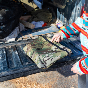 Camo Stove Bag on Tailgate