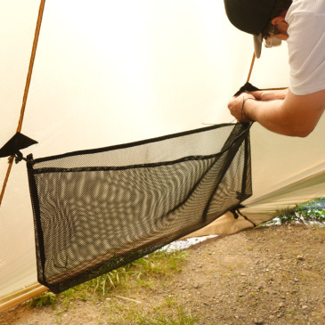 gear drying bag installed in tent