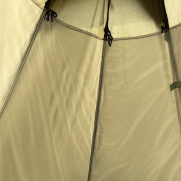 liner installed inside tipi tent to prevent condensation drips from falling on people and gear
