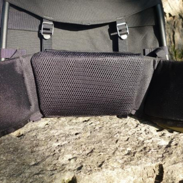 Removable 9x6x1.5-inch backpack lumbar pad