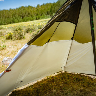 Cimarron half liner connected in green Cimarron tent creating a second layer inside the shelter